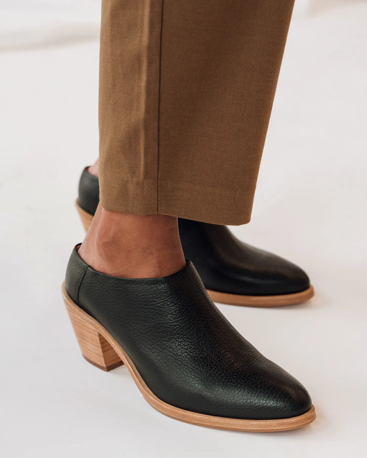 The Heeled Mule Black Pebble
