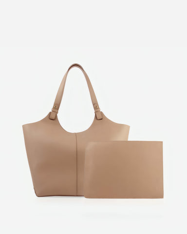 The Lisboa Tote + Laptop Sleeve Set Biscotti