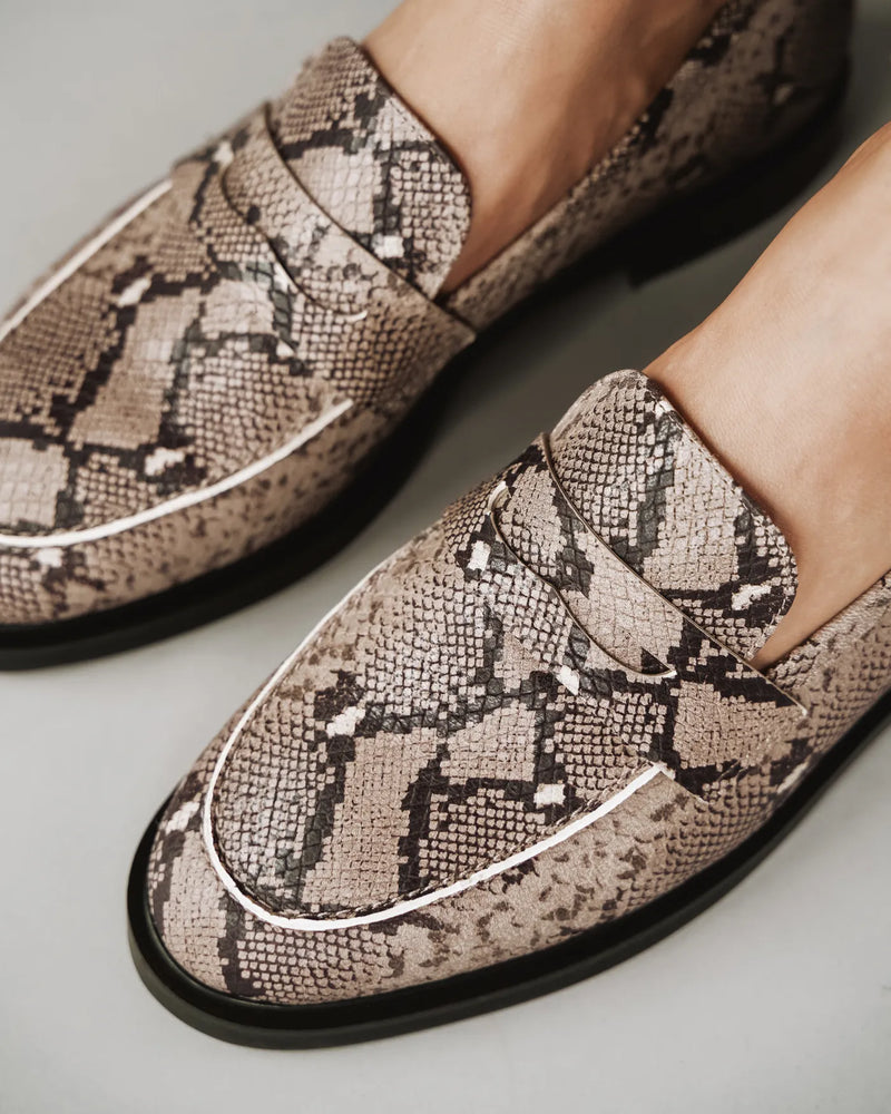 The Milan Loafer Taupe Snake