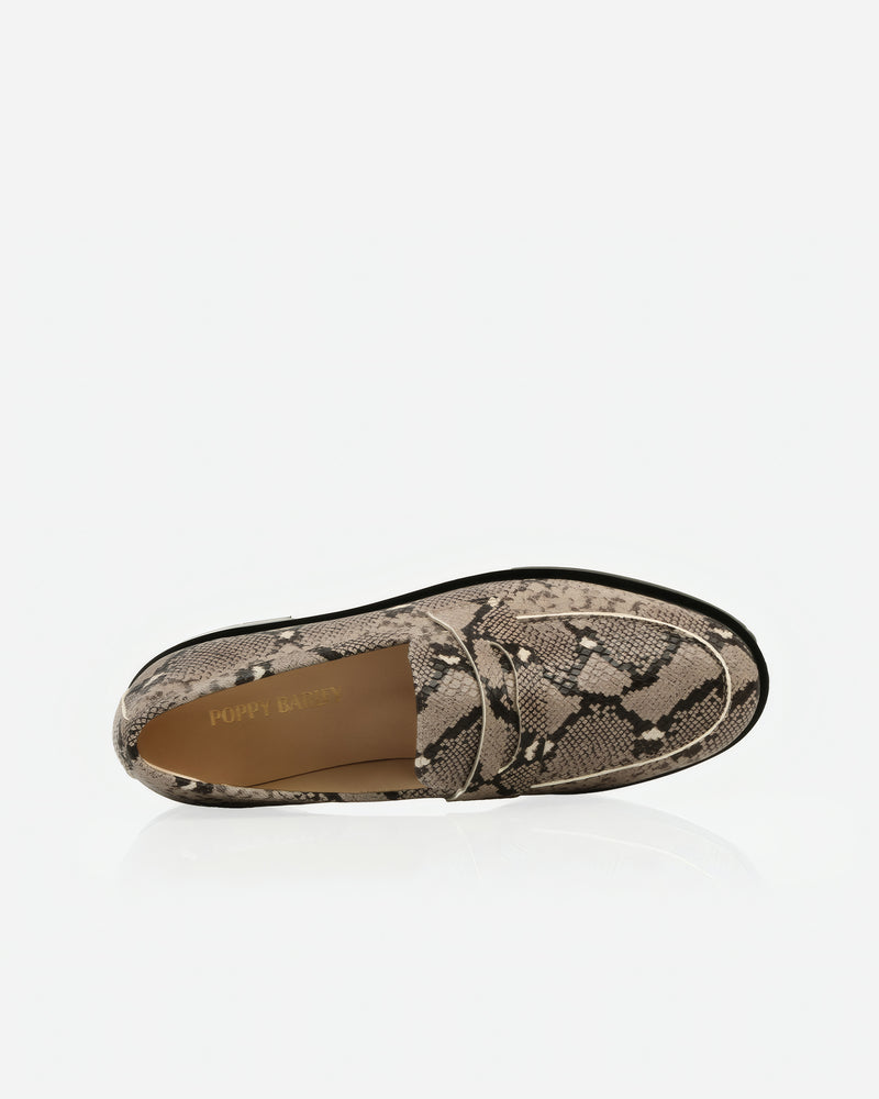 The Milan Loafer Taupe Snake