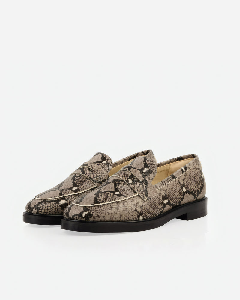 The Milan Loafer Taupe Snake