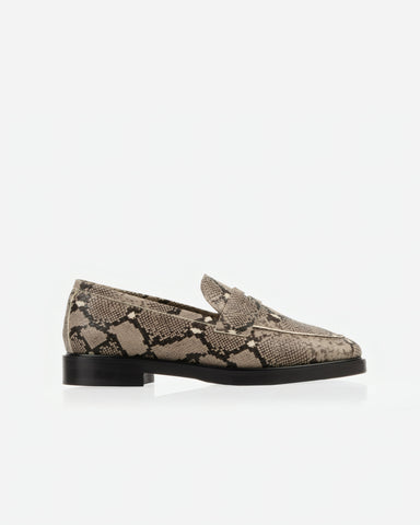 The Milan Loafer Taupe Snake