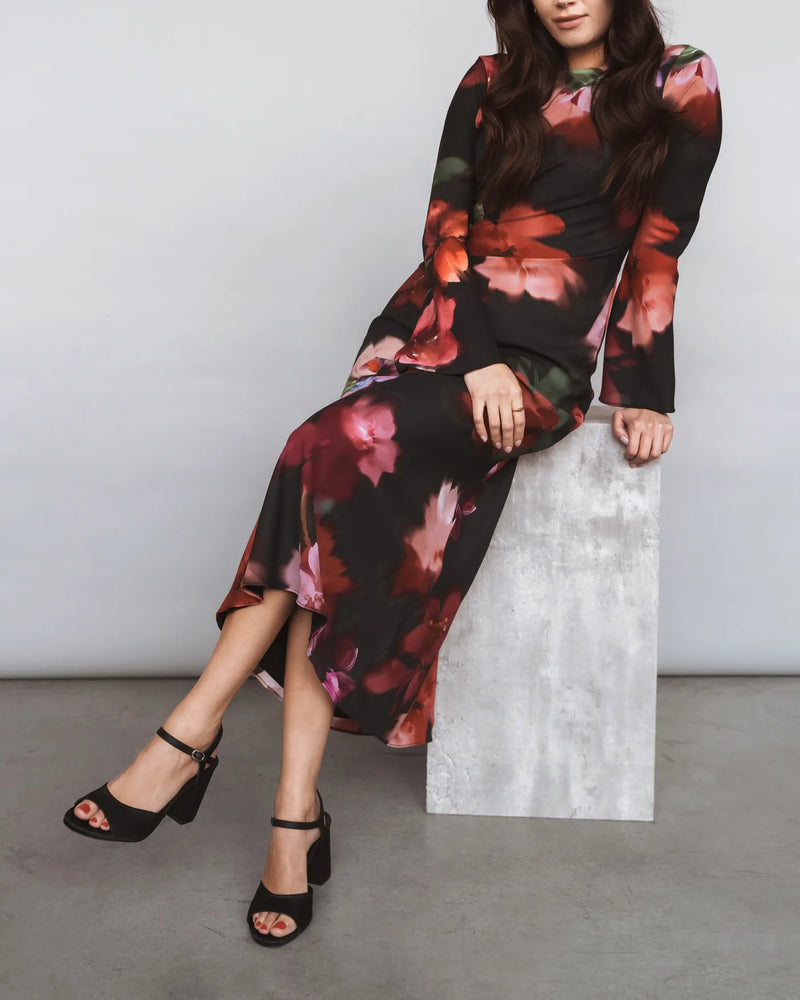 The Monica Heeled Sandal Black Satin