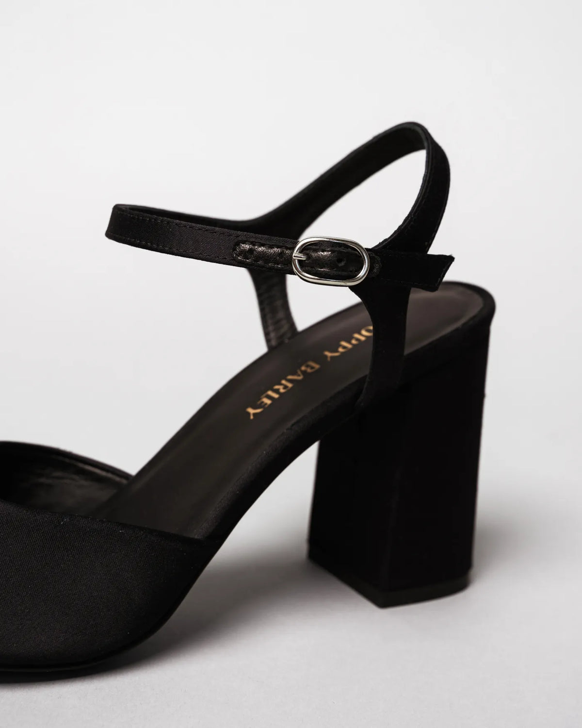 The Monica Heeled Sandal Black Satin