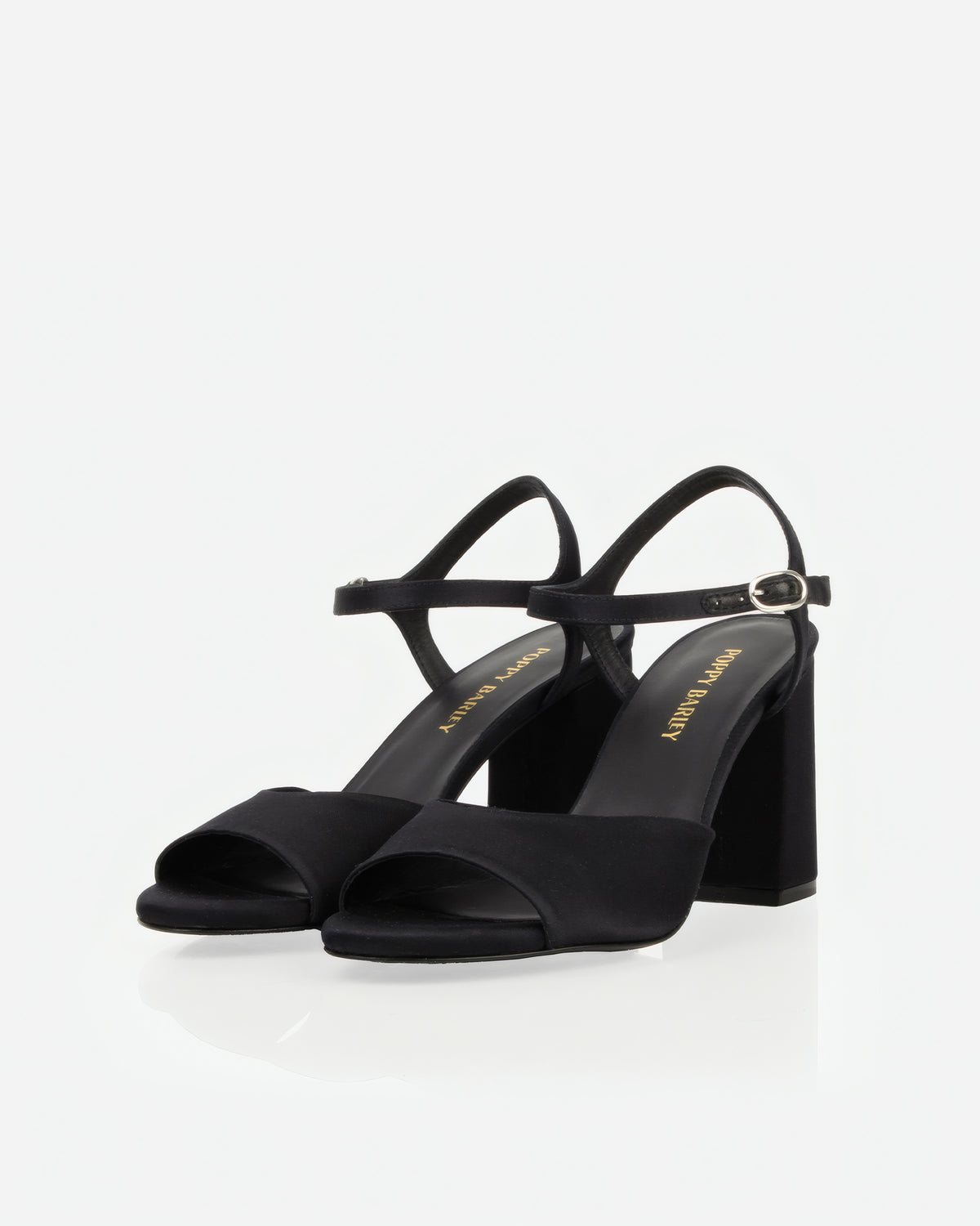 The Monica Heeled Sandal Black Satin
