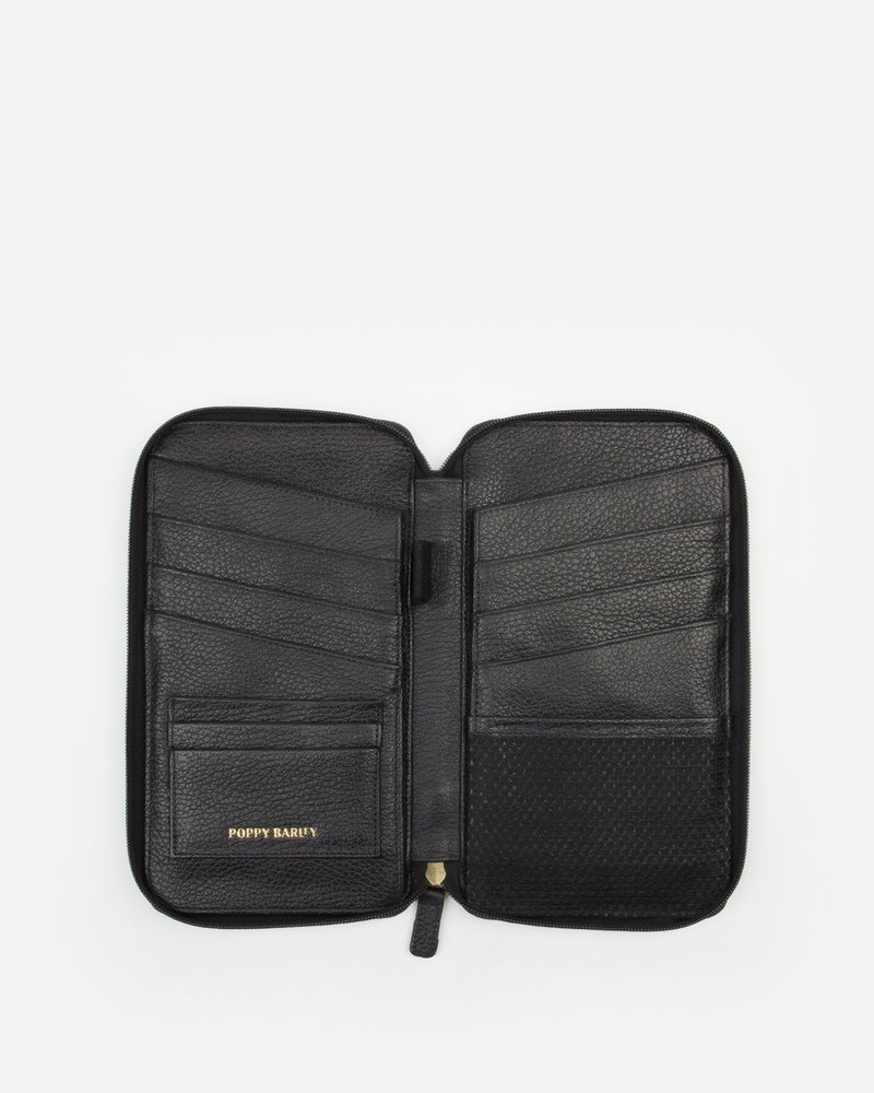 The Six Person Family Passport Holder Black Micro Pebble