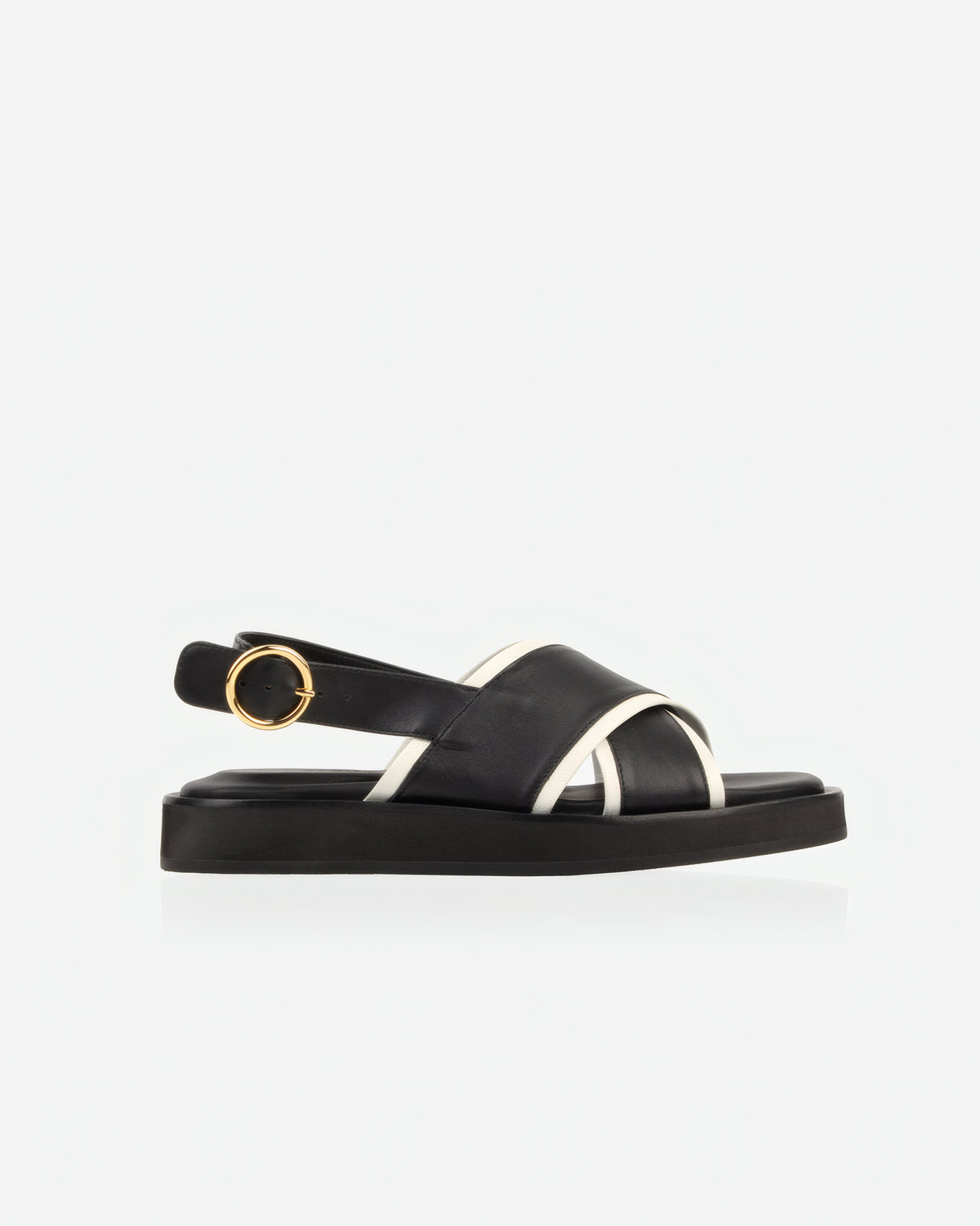 The Sunday Sandal Black & Panna Cotta