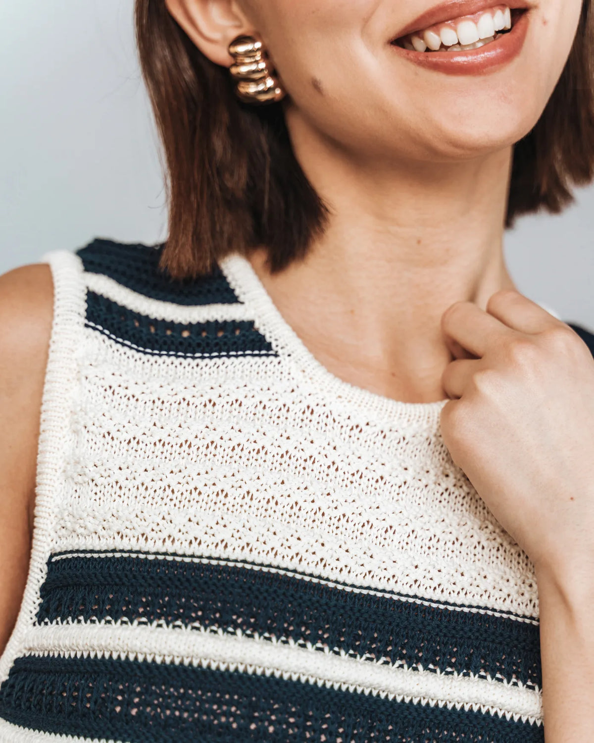 The Sunset Dress Navy Stripe
