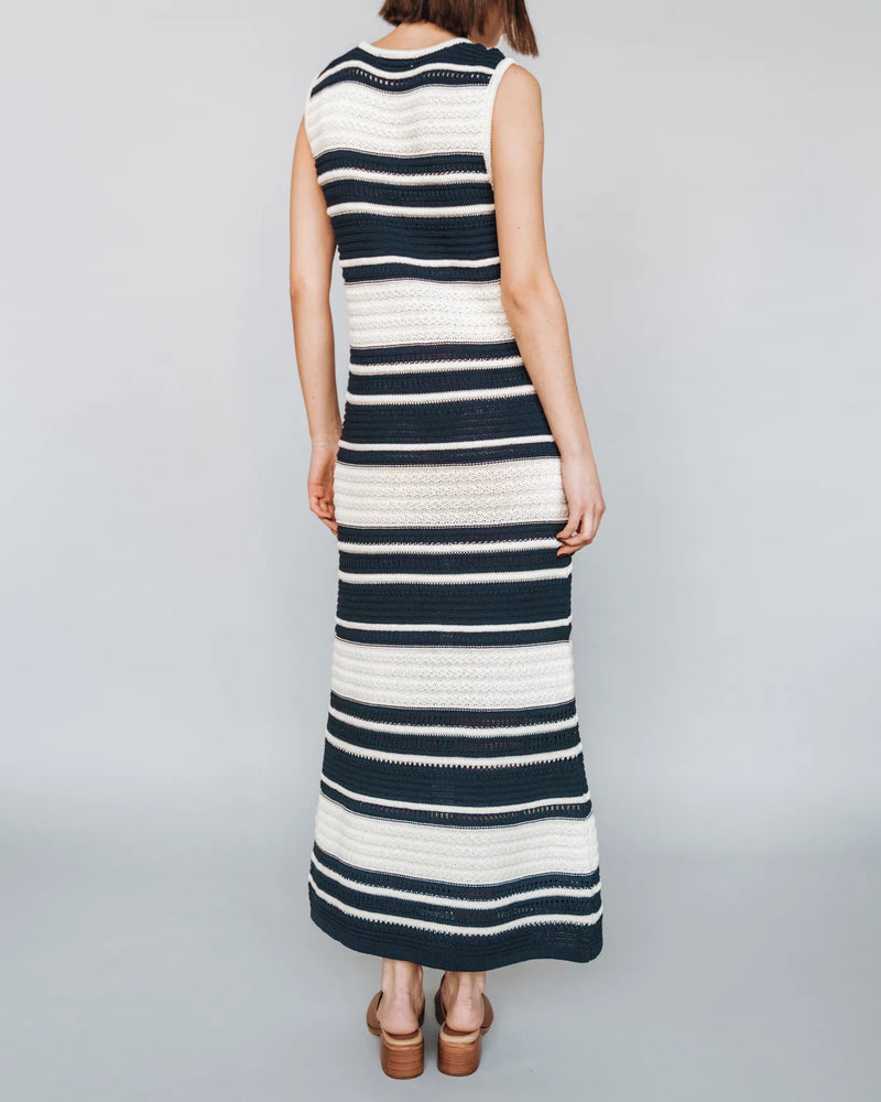 The Sunset Dress Navy Stripe
