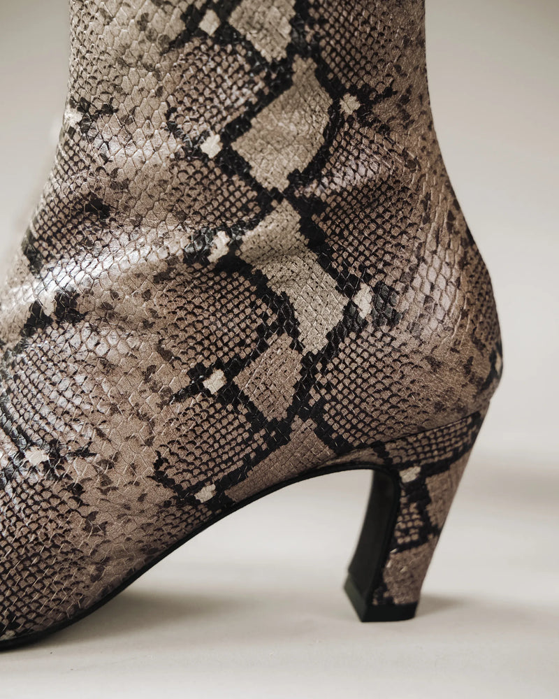 The Toujours Boot Taupe Snake